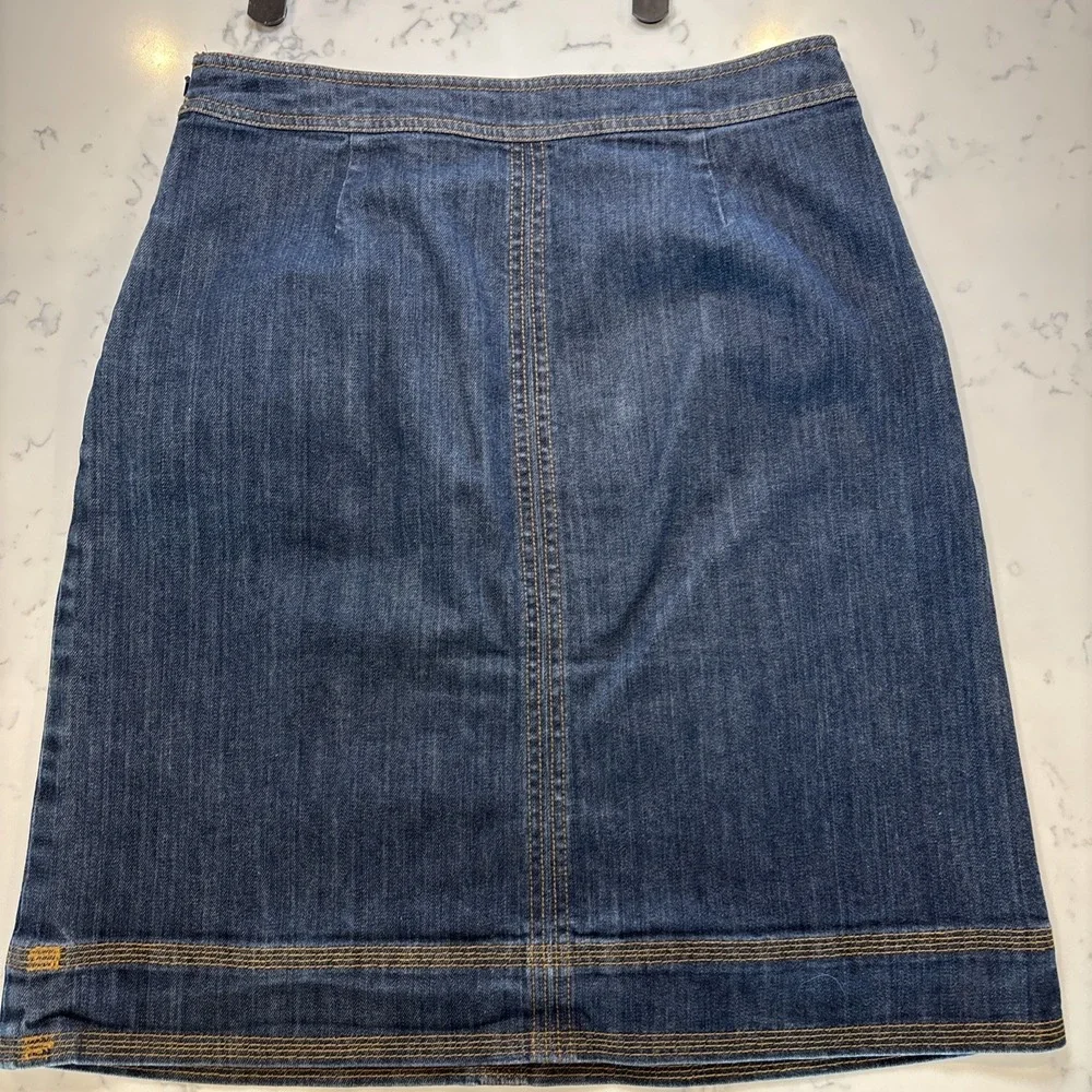 Boden A-Line Knee Length Side Zippered Denim Skirt Pockets Boho Peasant Size 8 - Picture 7 of 8